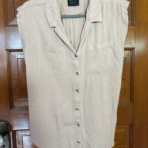 JACHS Girlfriend Light Pink Sleeveless Button-Down Shirt